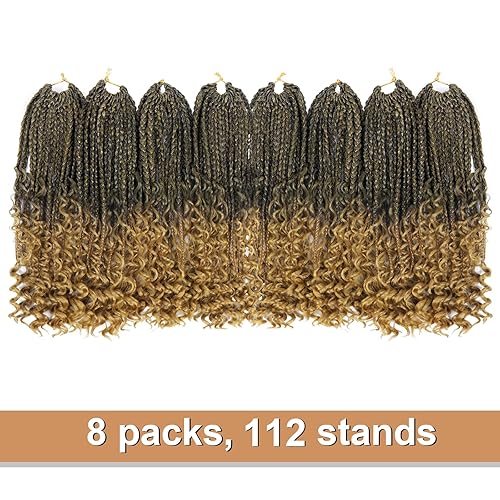 Vista 356 de Goddess Box Braids Crochet Hair With Curly Ends 18 Inch Bohomian Box Braids Crochet Braids 8 Packs 3X Crochet Braids Synthetic Braiding Hair 1B-4-30