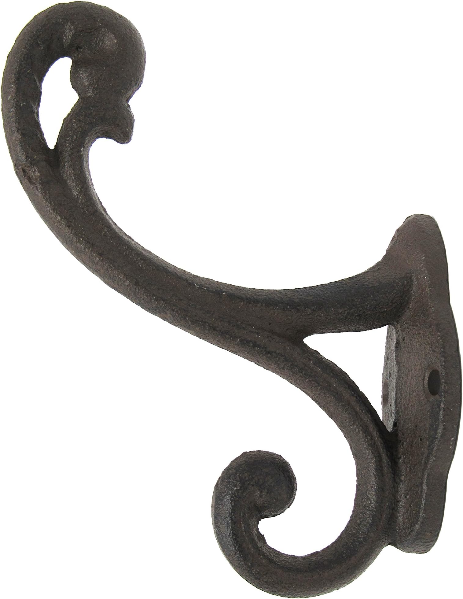 Set of 6 Rustic Brown Design Scroll w/Screws, Cast Iron, Shabby Chic Vintage Wall Mounted Hooks, Old School,Excellent for Coats, Bags, Hats, Towels, Scarf's and More by Ashes to Beauty