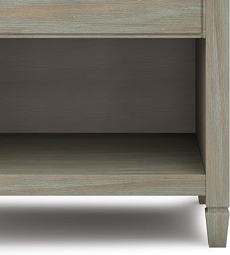 Miniatura 5 de SIMPLIHOME Connaught - Mesita de noche de 24 pulgadas de ancho, madera maciza gris envejecida, rectangular, con almacenamiento, 1 cajón y 1 estante,