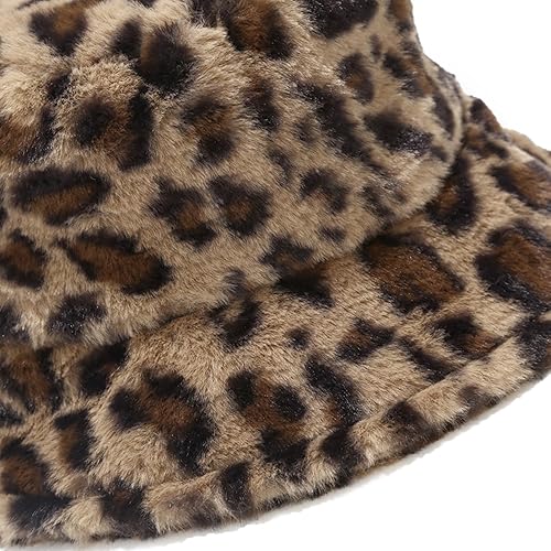 Miniatura 4 de Sombrero de pescador de piel sintética de felpa mullida, gorro cálido para mujer