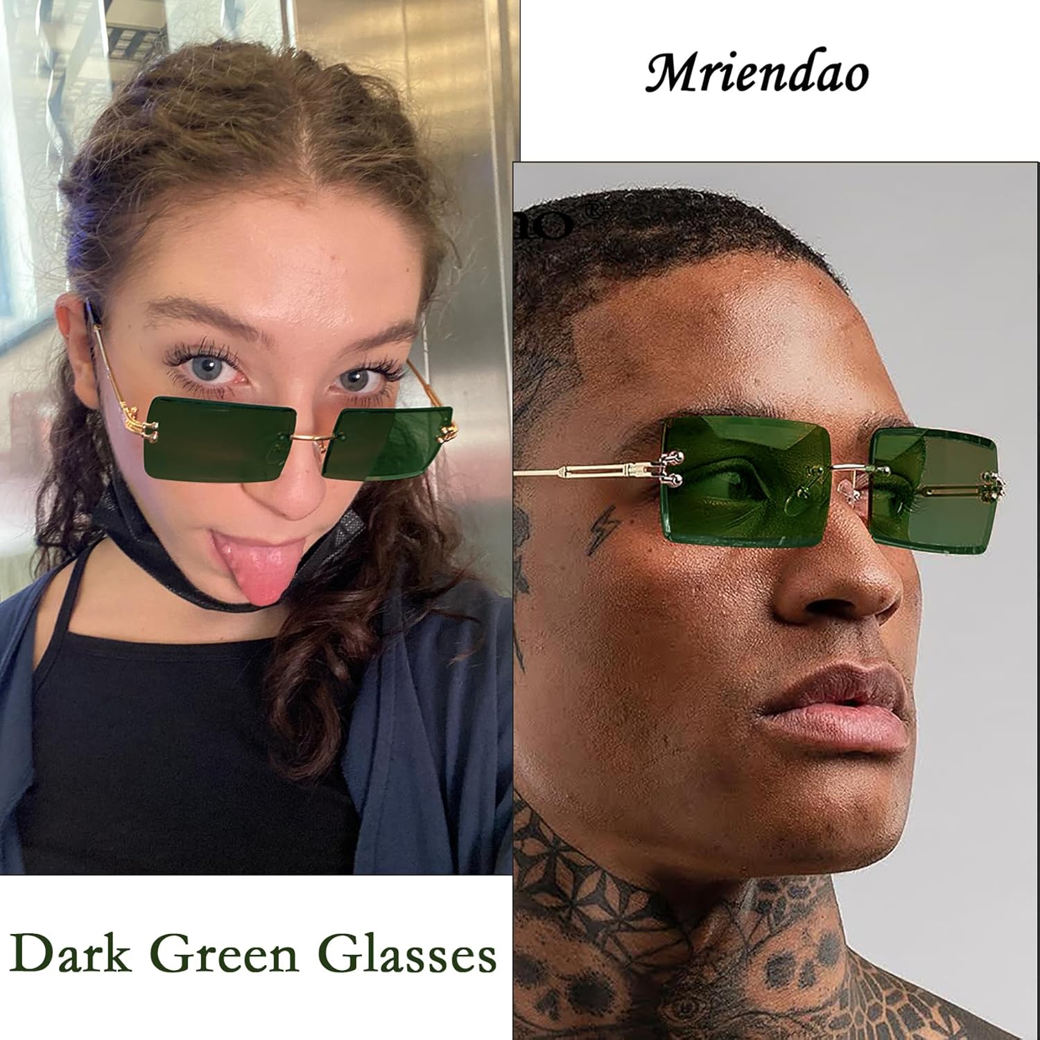 Rectangle Sunglasses for Women Men Fashion Retro Rimless Frameless Tinted Lens Sun Glasses Shades 2025 Stylish - Image 2