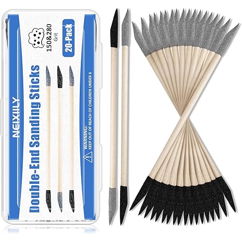 Dual-Grit Sanding Sticks 150/280 Grit 20PCS, 2-in-1 Abrasive Sticks for Woodworking, Models & Metal Polish, Fine Detailing Tools for Tight Spaces - NEIXIILY