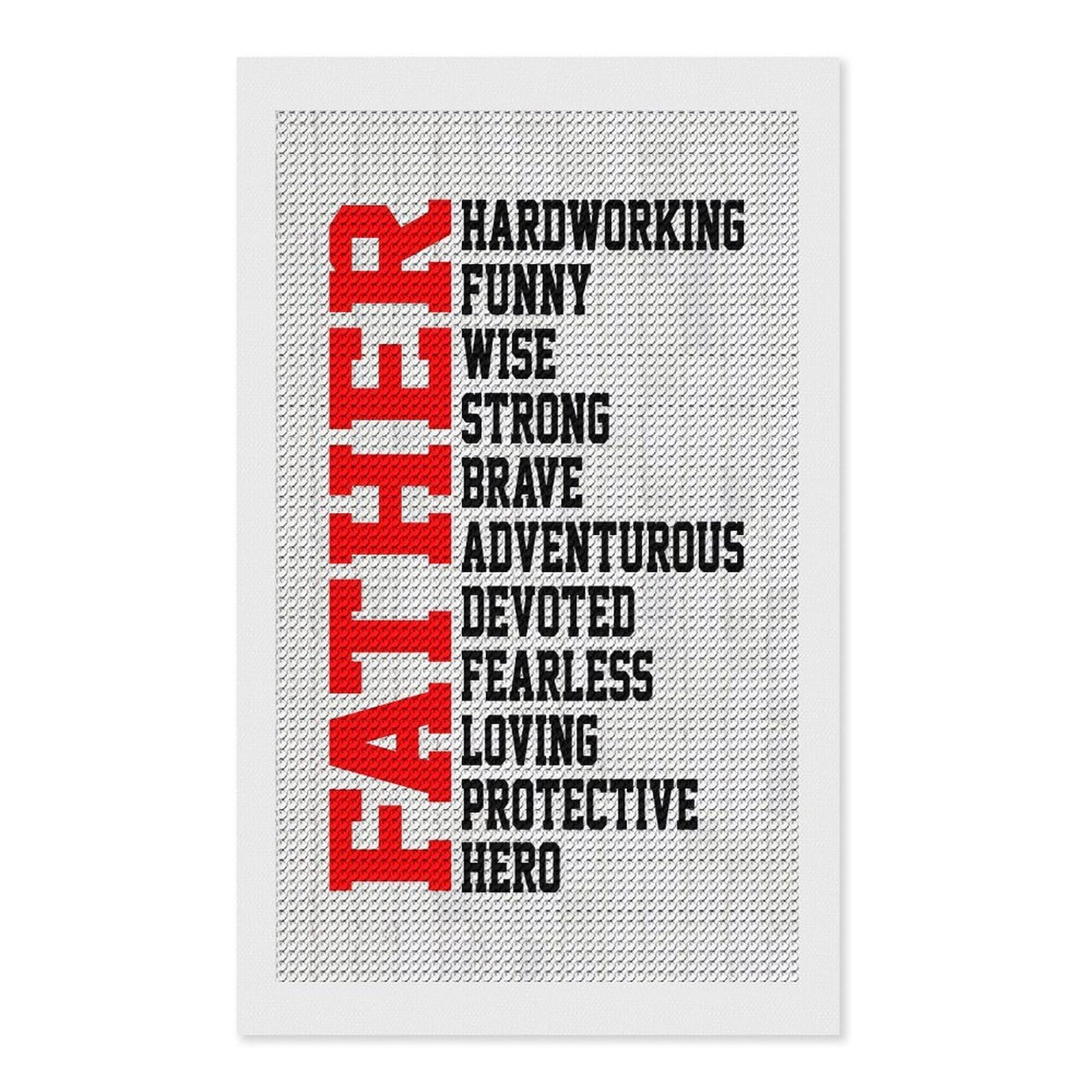 Junmoney Father Fathers Day Hero Diamond Painting Kit 12"x20", Thoughtful Handmade Gift, for Creative Relaxation, Printed Canvas, Cosy Home Accent
