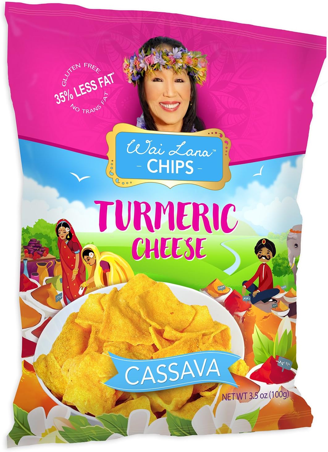 Superfood Cassava Chips (12 Pack of 3.5 Ounce Individual Bags) - Flavor: Turmeric Cheese - Vegetarian, Gluten Free, Non-GMO, Zero Trans Fat – Wai Lana