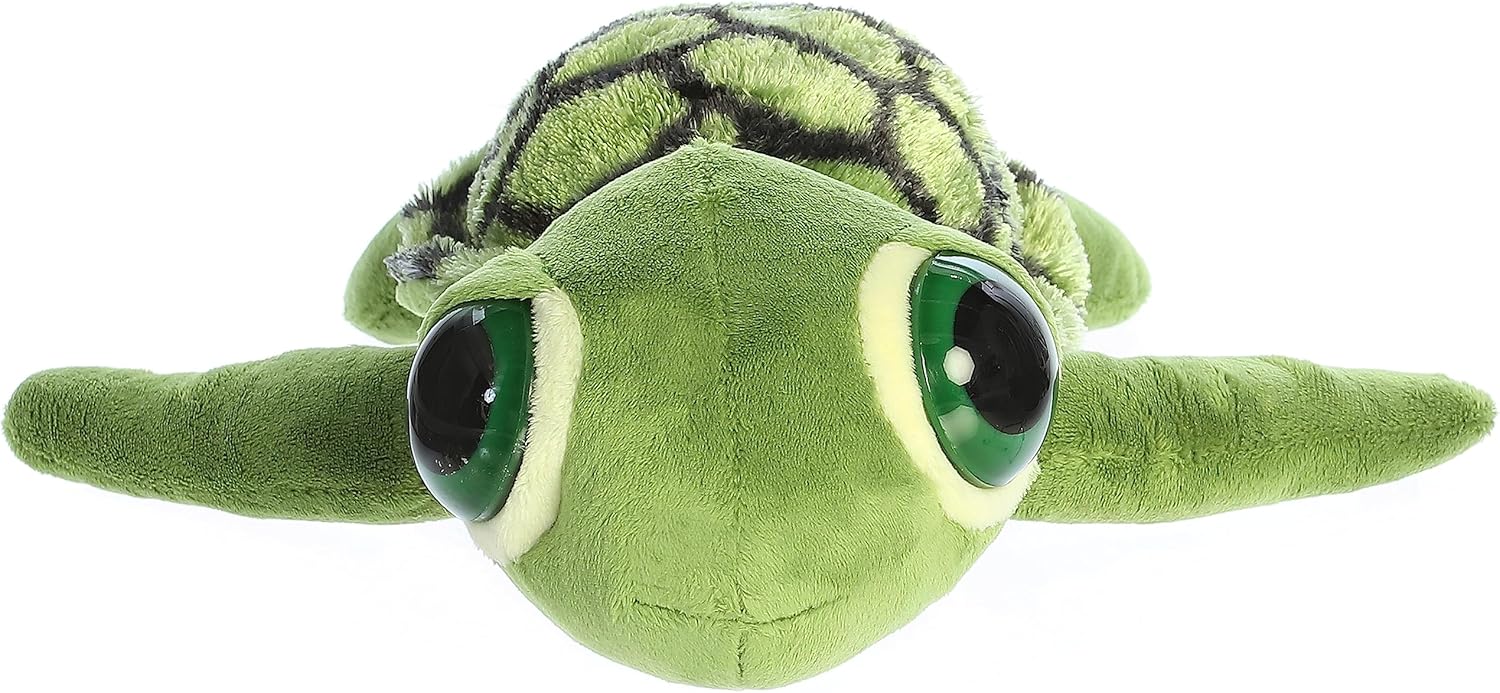 Aurora® Enchanting Dreamy Eyes™ Slide Sea Turtle Stuffed Animal - Captivating Gaze - Aesthetic Appeal - Green 11 Inches