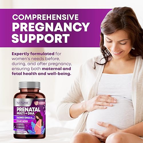 Miniatura 4 de Vitaminas prenatales para mujeres - Multivitamínico con DHA, ácido fólico, vitamina C, B12, hierro y Omega-3 - Suplemento antes, durante y después