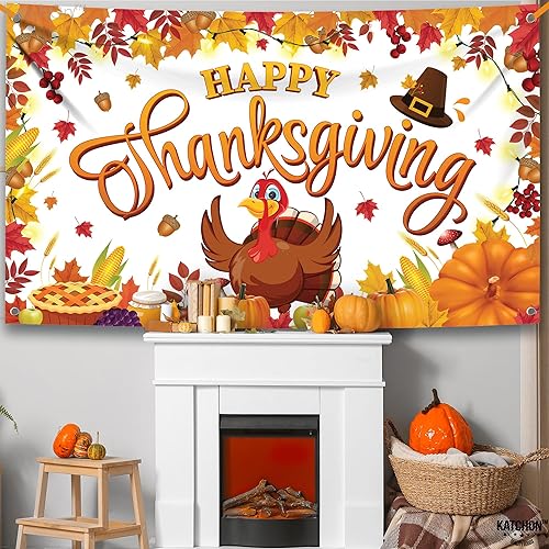 Miniatura 7 de KatchOn, Cartel de Feliz Acción de Gracias, extragrande, 72 x 44 pulgadas, telón de fondo de Feliz Acción de Gracias para decoraciones de Acción de