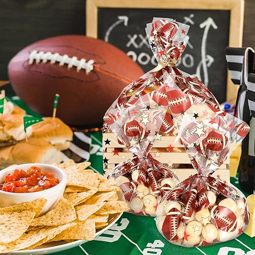 Miniatura 5 de Gueevin Rollo de papel de celofán con temática de fútbol de 16 pulgadas x 98 pies, papel de regalo de fútbol más grueso, cesta transparente grande,