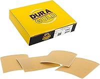 Vista 1 de Dura-Gold Hojas de papel de lija dorado Premium de 1/4 de hoja, grano 100 (caja de 24) – tamaño 4.5" x 5.5" con respaldo de gancho y bucle