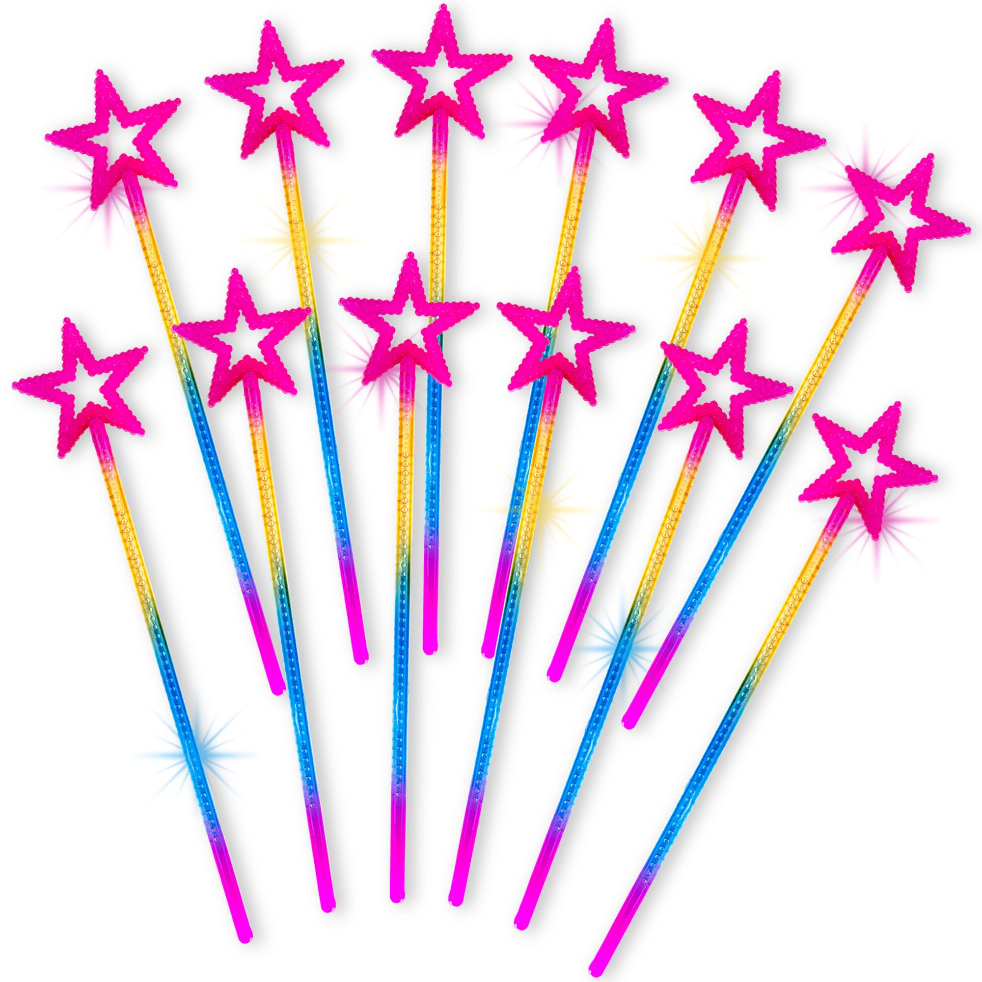 Girls Magic Wand With Star - Wooden Stick Pentagram Prop For Dress-Up, Birthday Parties, Performances