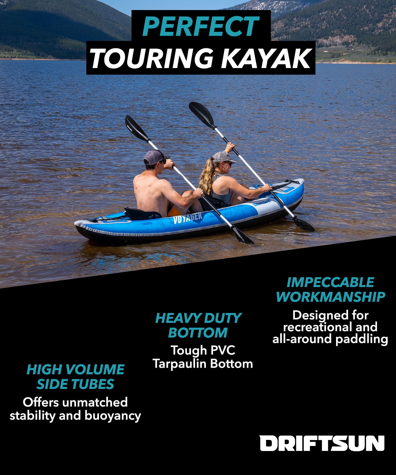 Driftsun Voyager Inflatable Kayak - 2 Person Tandem Kayak