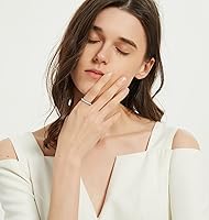 Vista 4 de Tigrade - Anillos de eternidad para mujer de 3 mm y titanio con la mitad cubierta de circonita cúbica para matrimonio y compromiso