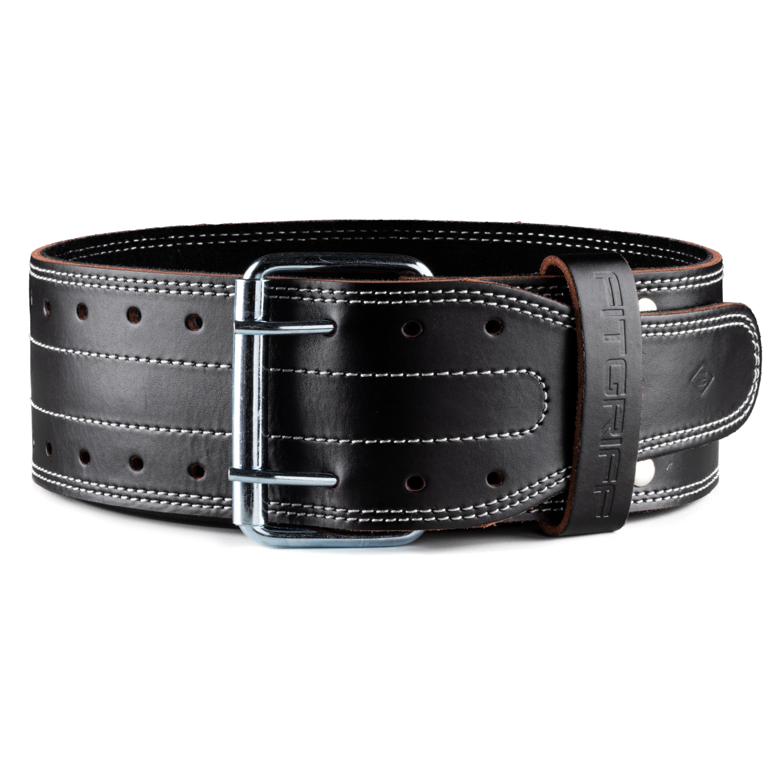 Fitgriff Profi Gewichthebergürtel - 100% Echtleder Gürtel für Bodybuilding, Krafttraining, Gewichtheben und Crossfit Training - Trainingsgürtel für Damen und Herren (Black, M)
