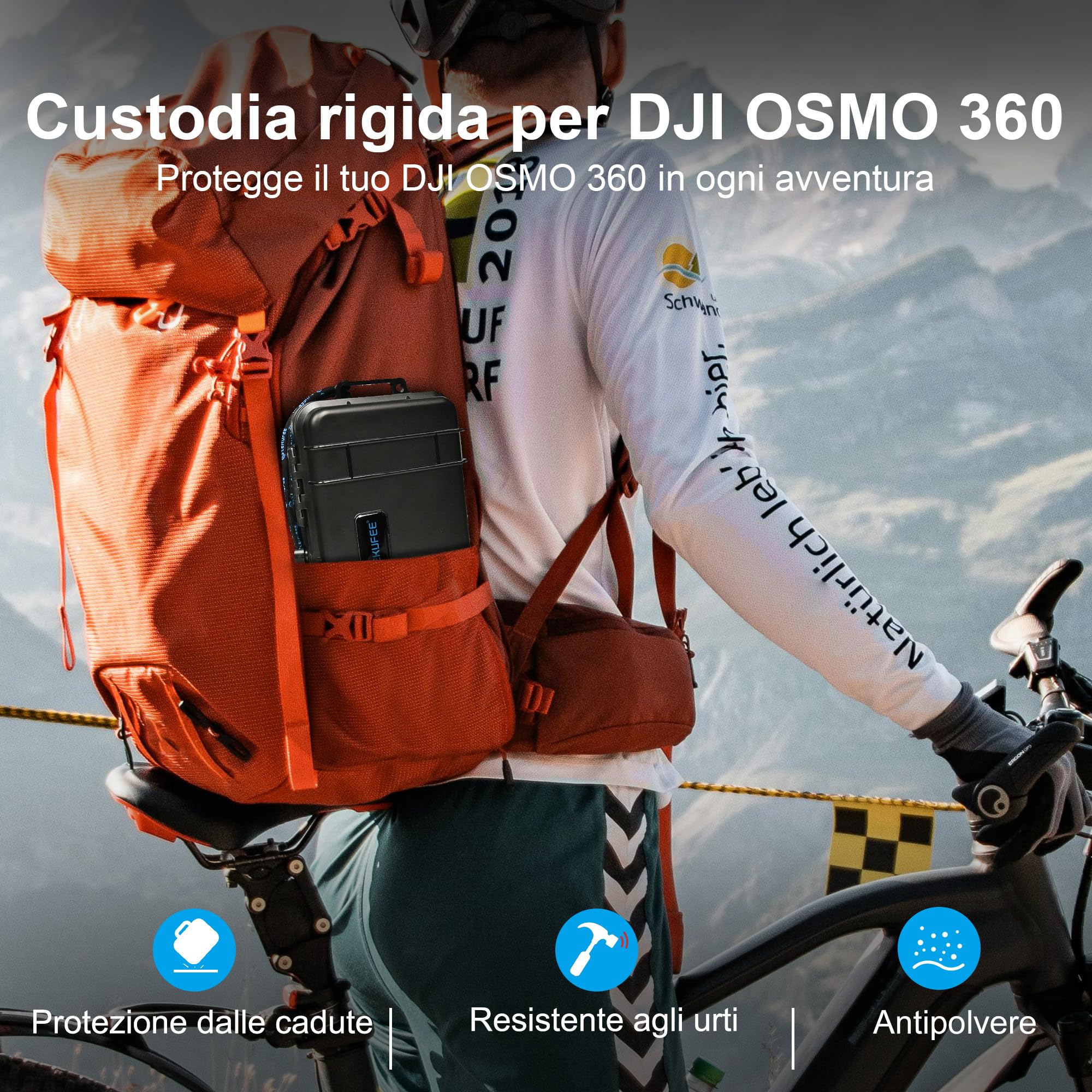 LEKUFEE Custodia Rigida da Viaggio Impermeabile per DJI Osmo 360, Custodia multifunzione per batteria 2 di Osmo Action e altri Accessori (Solo Custodia & Borsa)