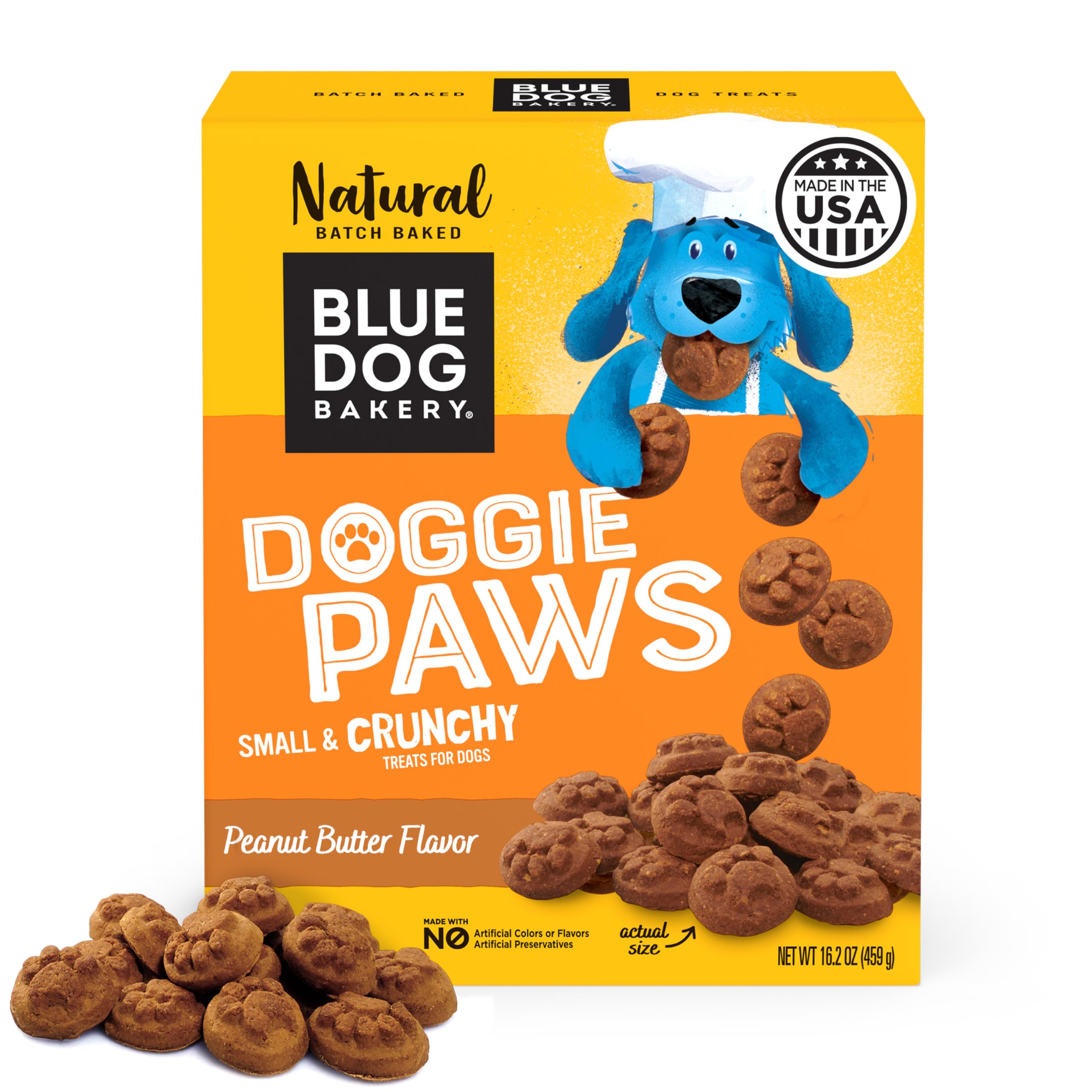 Blue Dog Bakery Natural Dog Treats, Doggie Paws, Peanut Butter Flavor, 16.2oz (1 Count)