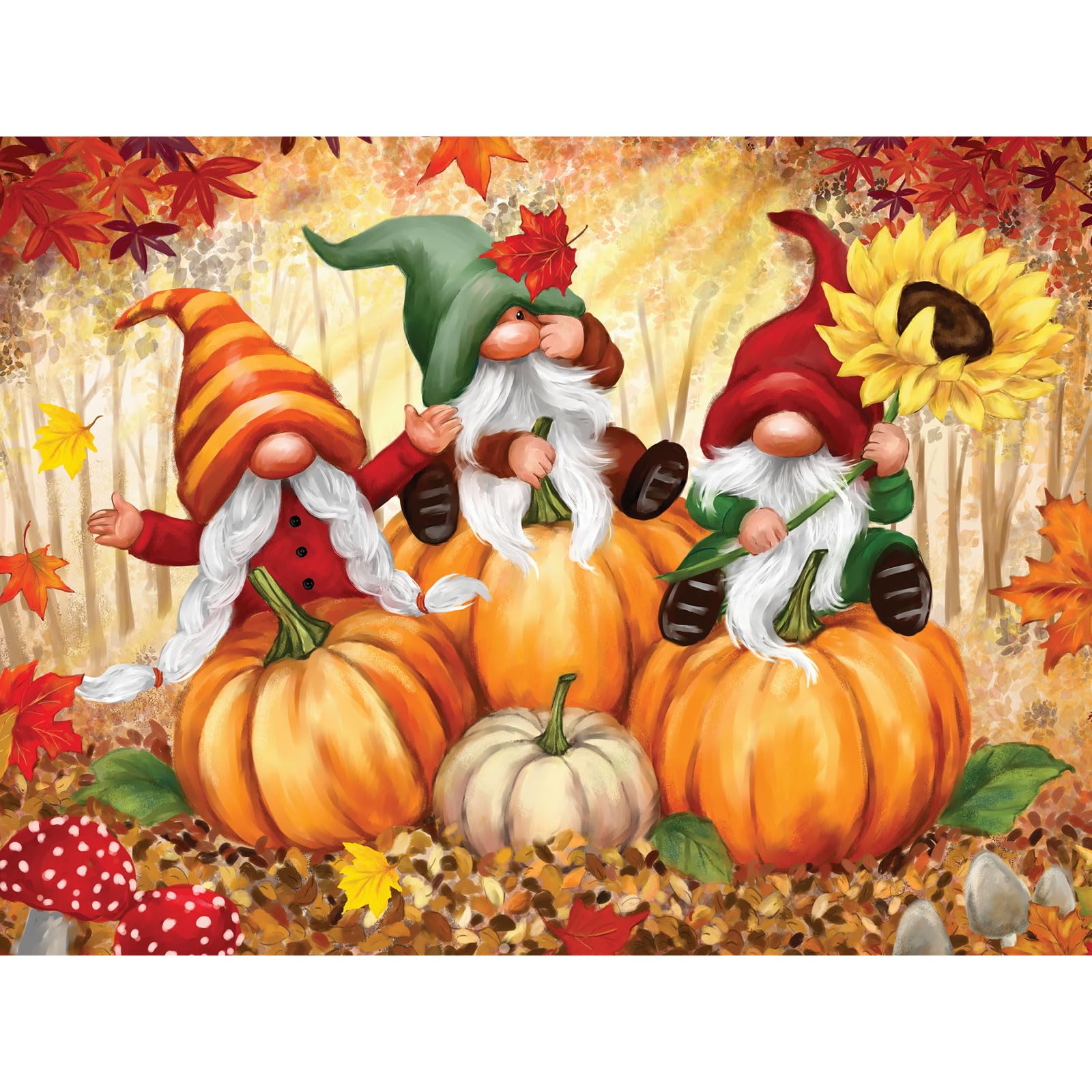 Bits and Pieces 1000 Piece Puzzles for Adults, Large 20" x 27" Jigsaw Puzzles 1000 Pieces Spring Fall & Winter Gnomes - Image 3