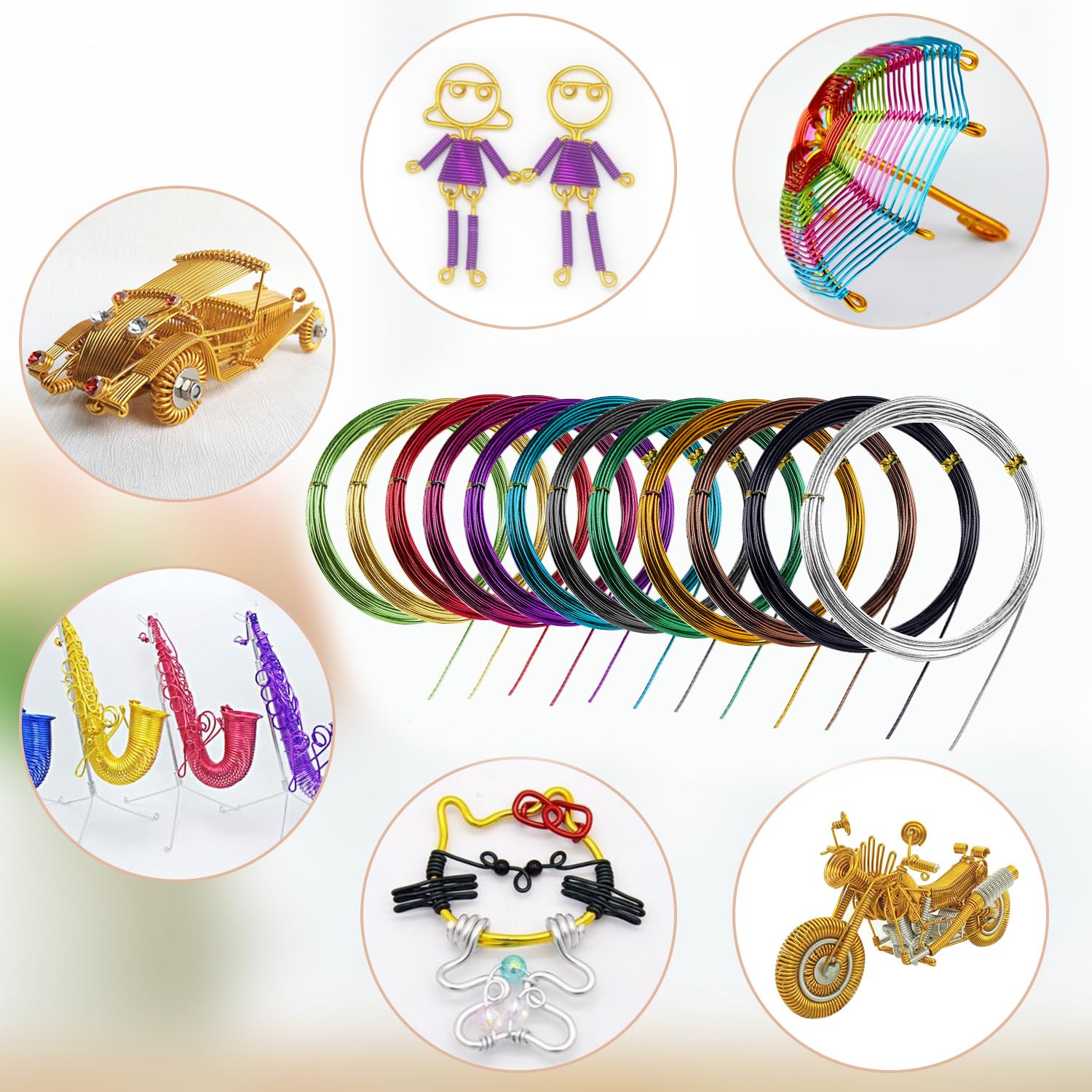 Aluminiumdraht 1 Mm, 50 Meter (5 Rollen à 10 M) – Formbar, 5 Farben, Für Schmuck, Basteln, Dekoration