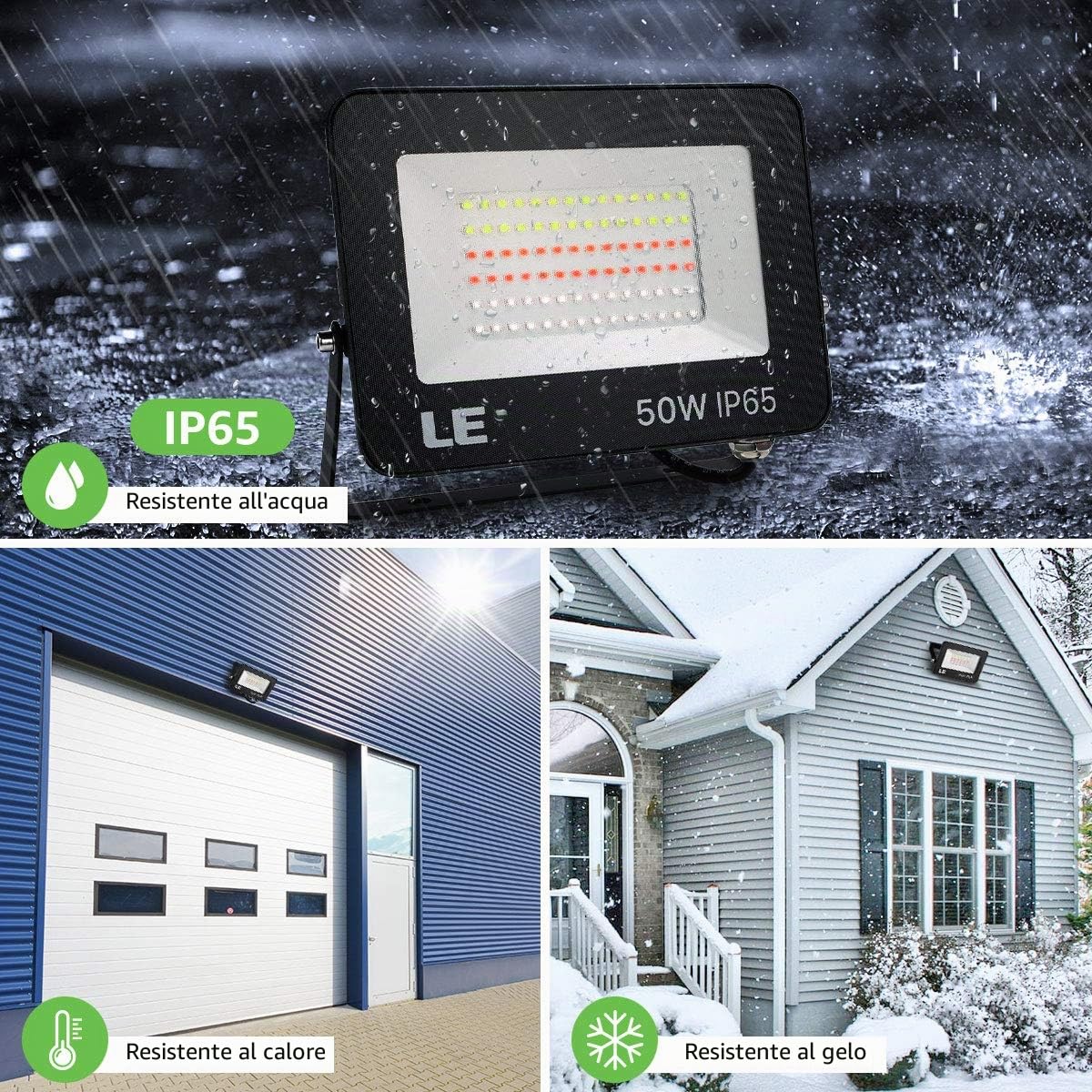 Lepro Faretto LED RGB Esterno 50W, Proiettore Colorata con Telecomando RF