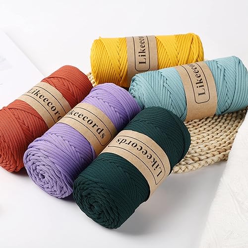 Miniatura 5 de Likeecords Cordón de macramé trenzado de poliéster de 0.157in de 160 yardas490 pies, hilo elástico para bolsa de ganchillo para manualidades,