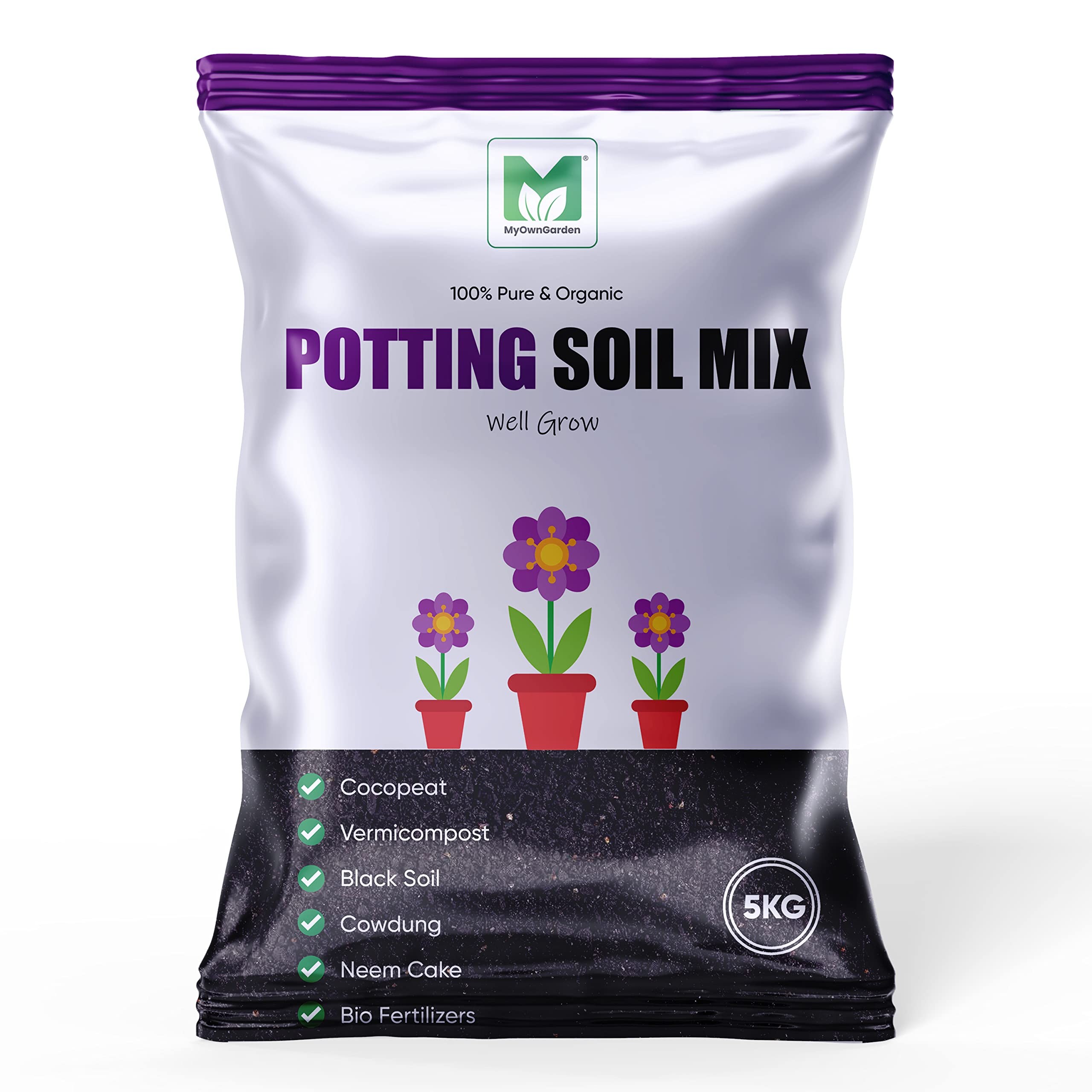 MyOwnGarden Premium Enriched Potting Soil Mix 5kg (Cocopeat, Black Soil, Vermicompost, Cowdung Powder, Neem Cake Powder, Bio Fertilizer) (B09TP7G5J4) Amazon Price History, Amazon Price Tracker