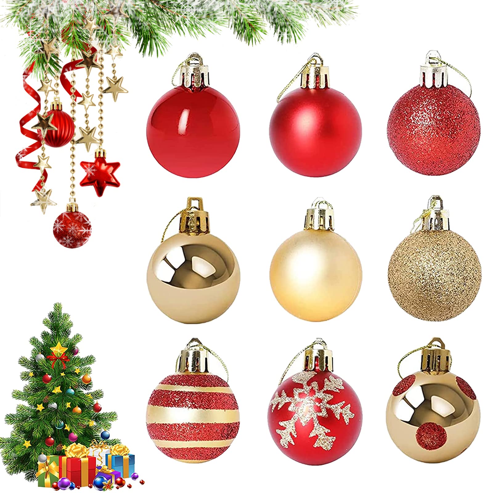 Set di 16 decorazioni natalizie, palline di Natale dipinte, rosse e verdi, adatte per decorare gli alberi di Natale. | Leroy Merlin