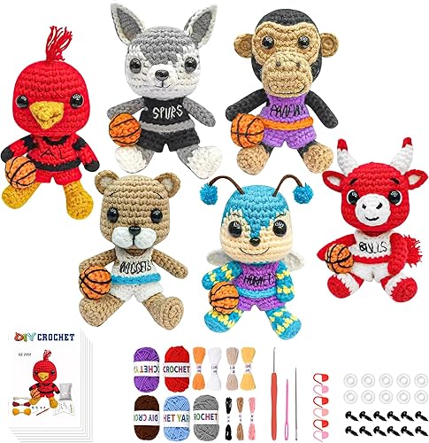 YUBOJIA Kit de ganchillo mejorado 2025 para principiantes, kit de punto de 6 piezas para adultos y niños, regalo de Navidad, cumpleaños, vacaciones