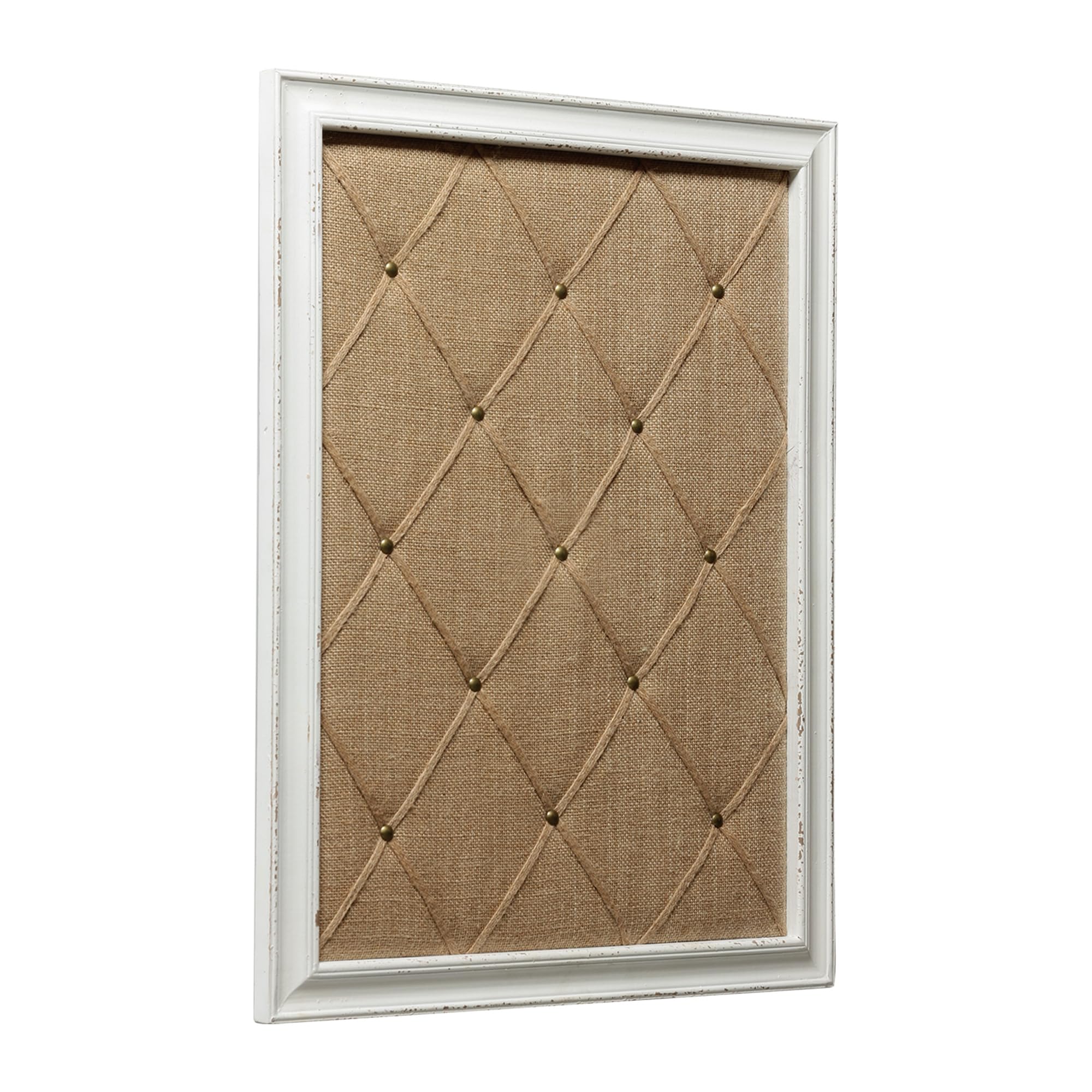 Tablero de alfileres de tela de lino blanco antiguo, tablero de mensajes de 21 x 27 pulgadas, decoración de pared, tablero de anuncios de arpillera, tablero de notas para fotos, tableros de corcho