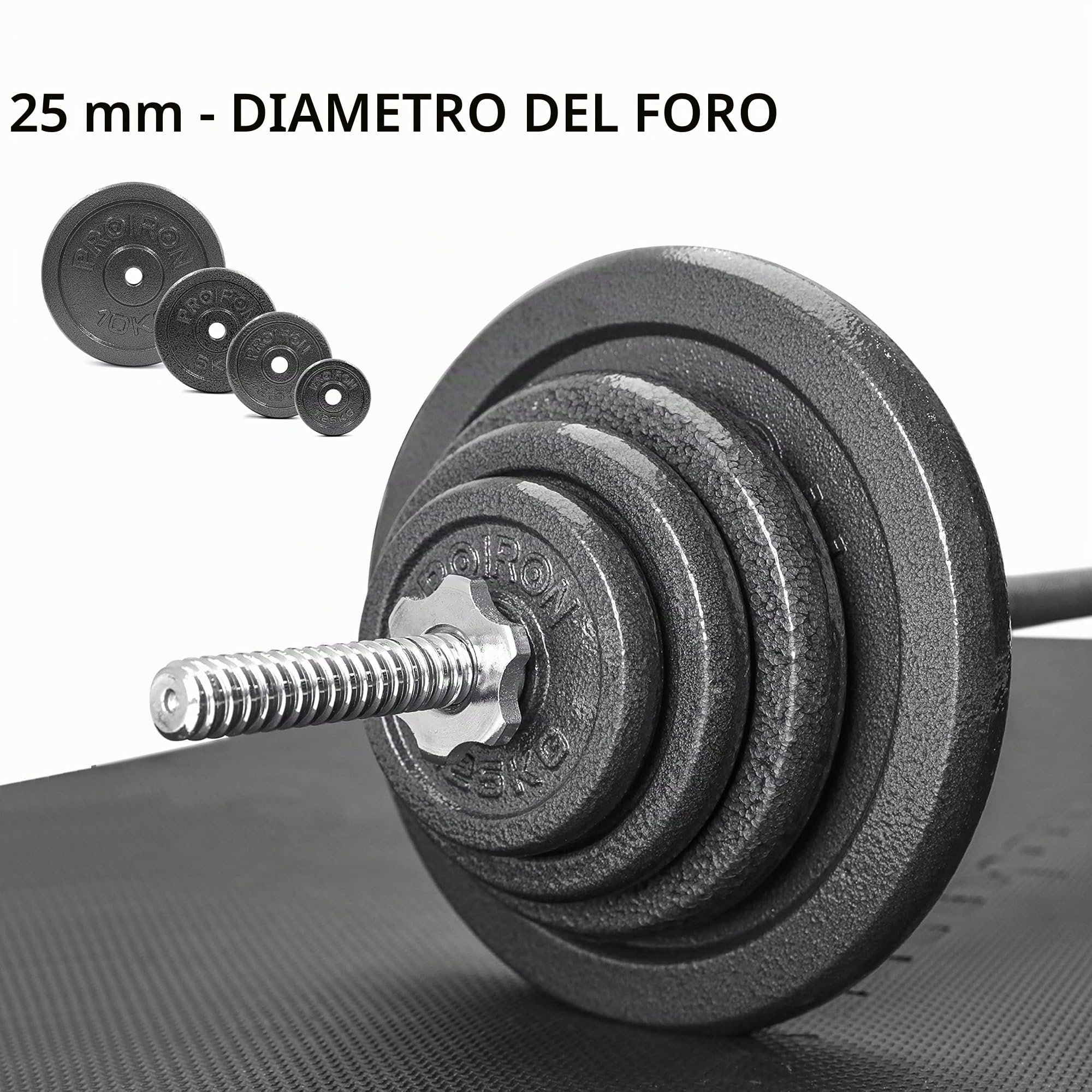 PROIRON Dischi Palestra in Ghisa con Diametro Ø 25mm-Dischi per Bilanciere e Manubri 1,25kg 2,5kg 5kg 10kg