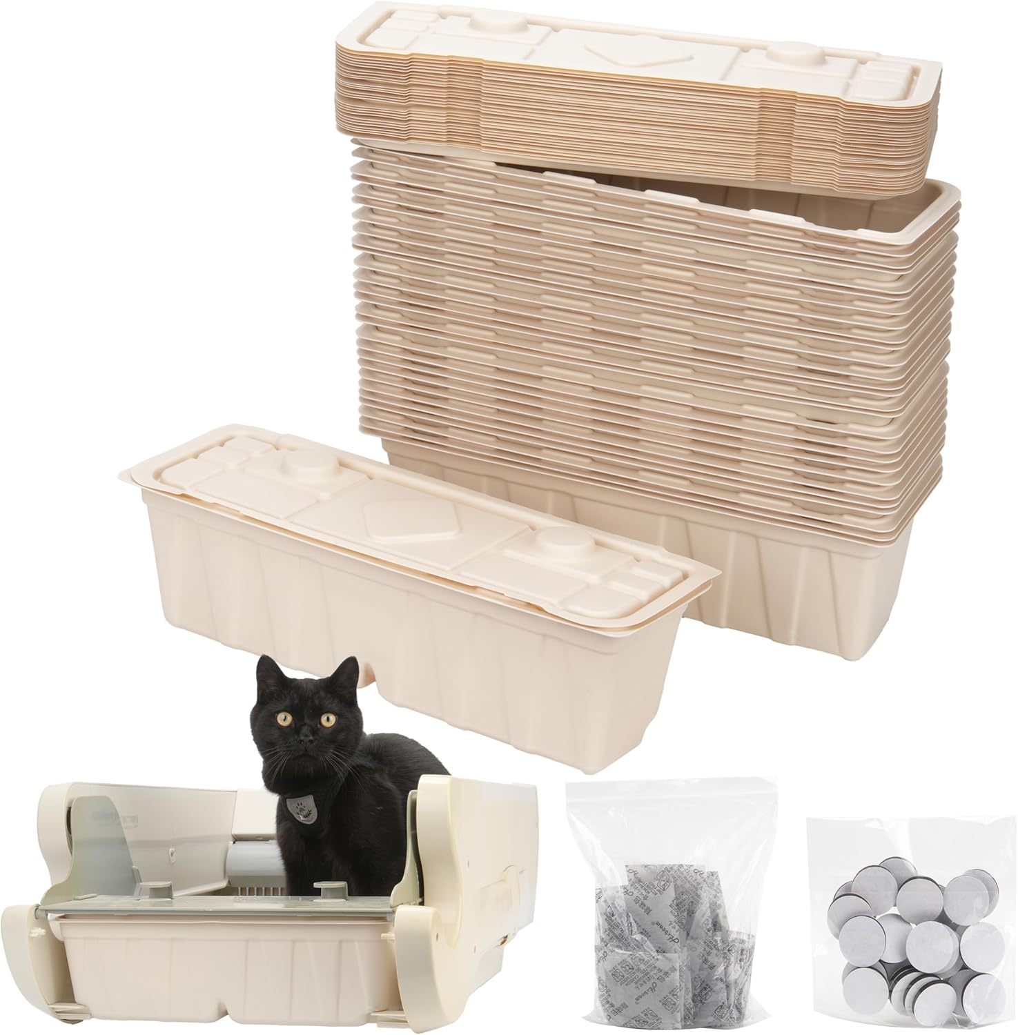 Luvcosy 使い捨て廃棄物容器 チャコールバッグ付き 30個 Littermaid 第1/2版 自動猫用トイレボックス 使い捨て