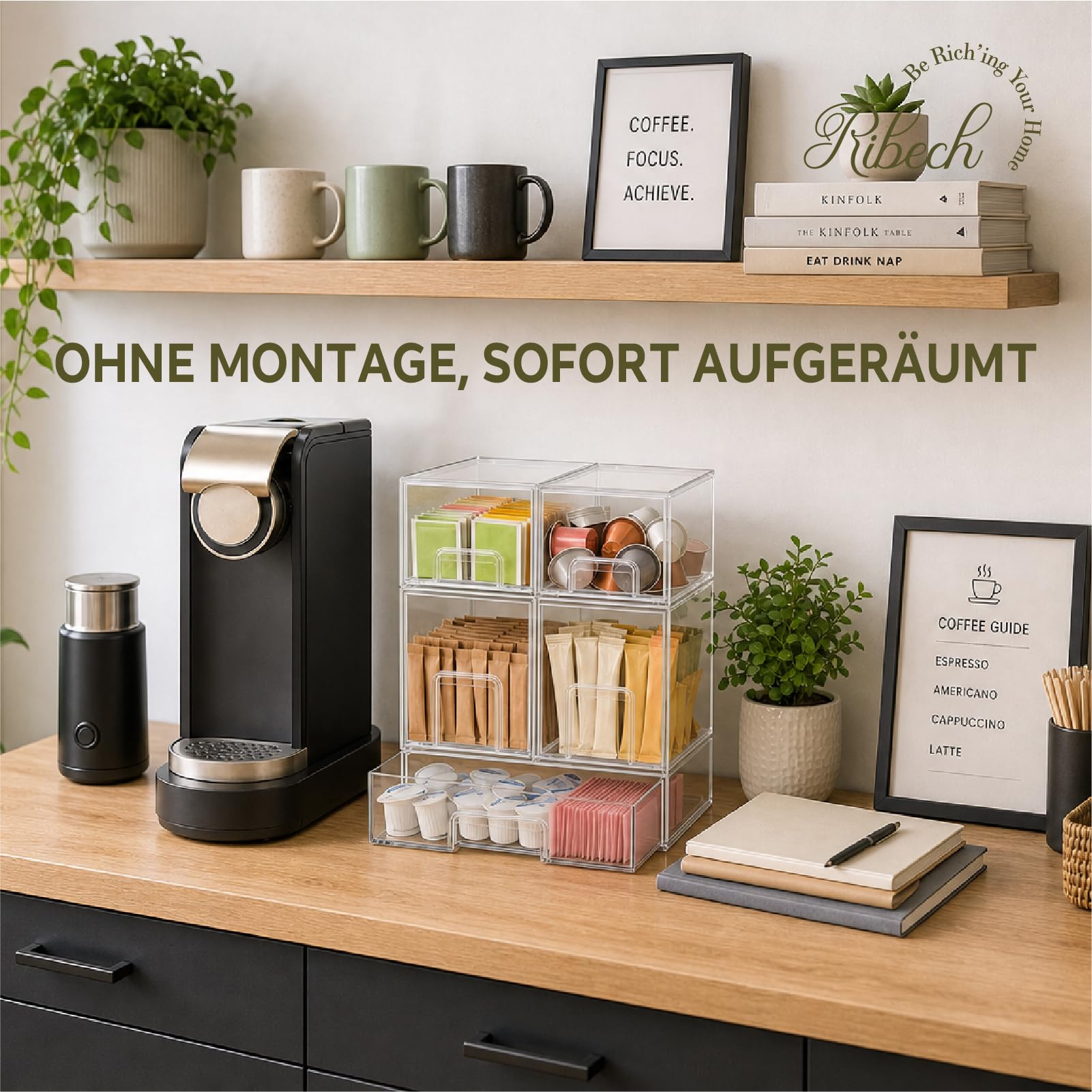5er-Set Stapelbare Aufbewahrungsschubladen aus Acryl