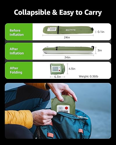 Miniatura 6 de Luces solares para campamento recargables, 4 modos de iluminación, lámpara inflable impermeable IP66 para senderismo, mochileros, supervivencia,