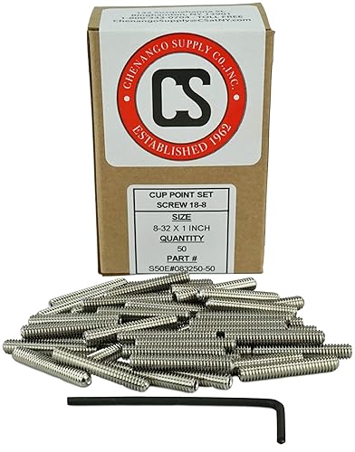 Miniatura 5 de Acero inoxidable 8-32 x 58" (14" a 1" disponible) Juego de tornillos de punta de copa, acero inoxidable 50 cantidad con llave hexagonal (8-32 x 58