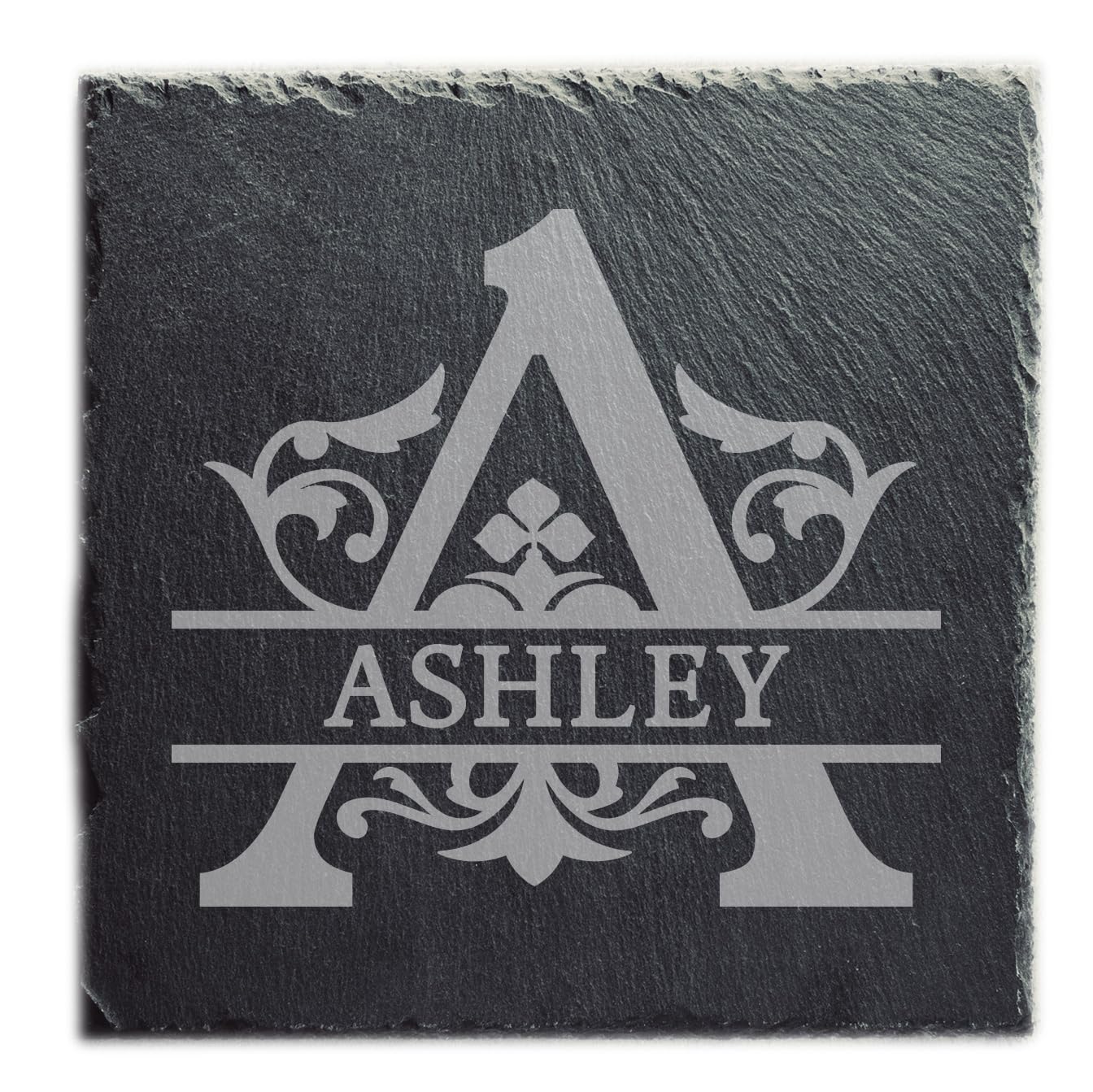 Monogram Initial Personalised Laser Engraved Slate Drinks Coaster Wedding Gift
