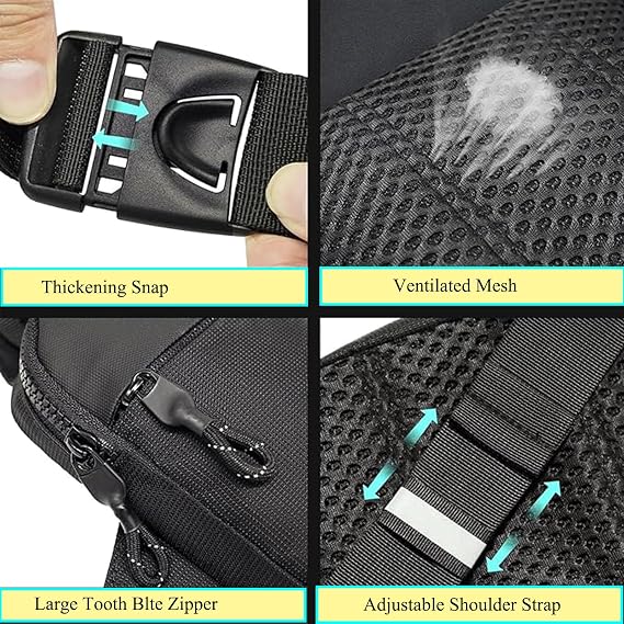 Small Sling Bag Cross Body Chest Bag Men Women Crossbody Shoulder Bag,Lightweight Nylon Crossover Bag for Travel Hiking Cycling Camping Outdoor Sports(Crossbody Bag for Black)