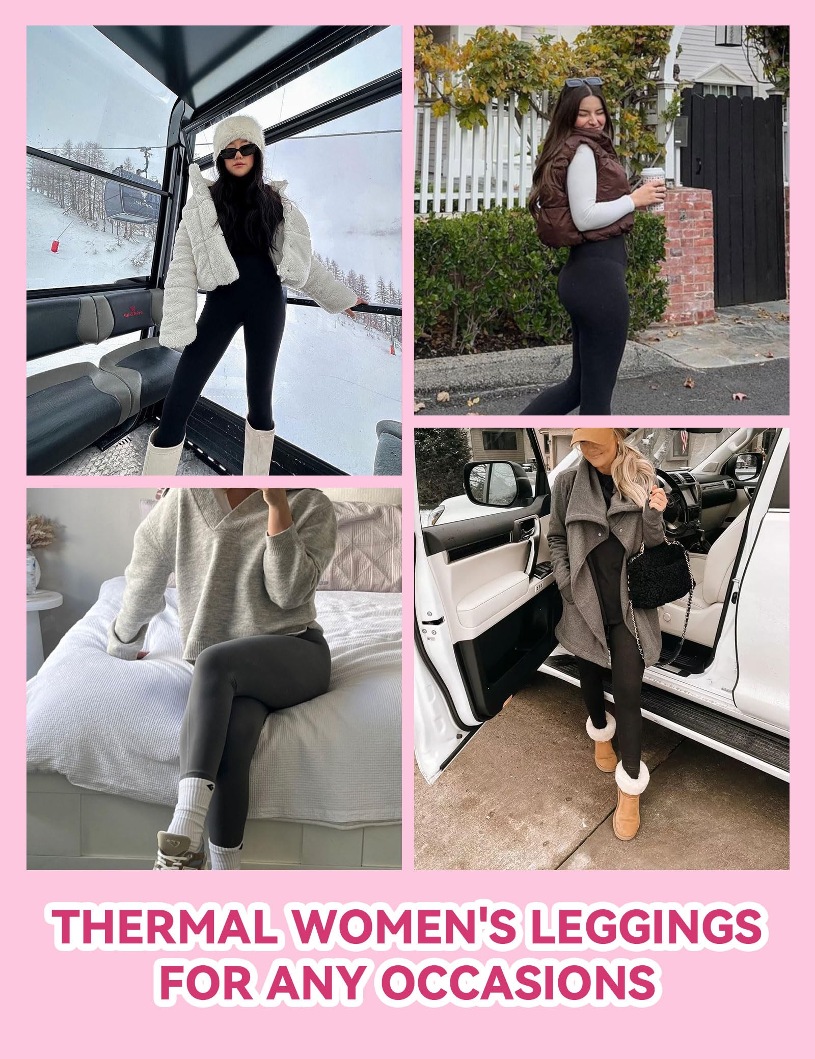 Showitty 3 Pack Fleece Lined Leggings Women with Pockets - High Waisted Plus Size Winter Thermal Yoga Pants (S-5XL)