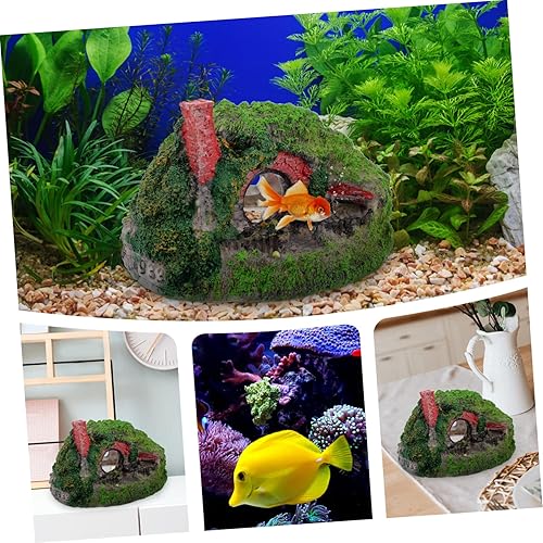 Miniatura 5 de balacoo Decoración de acuario Hobbit House Resina Betta Escondite Cueva Rockery Accesorios de paisajismo Decoración Hobbit Decoración de pecera