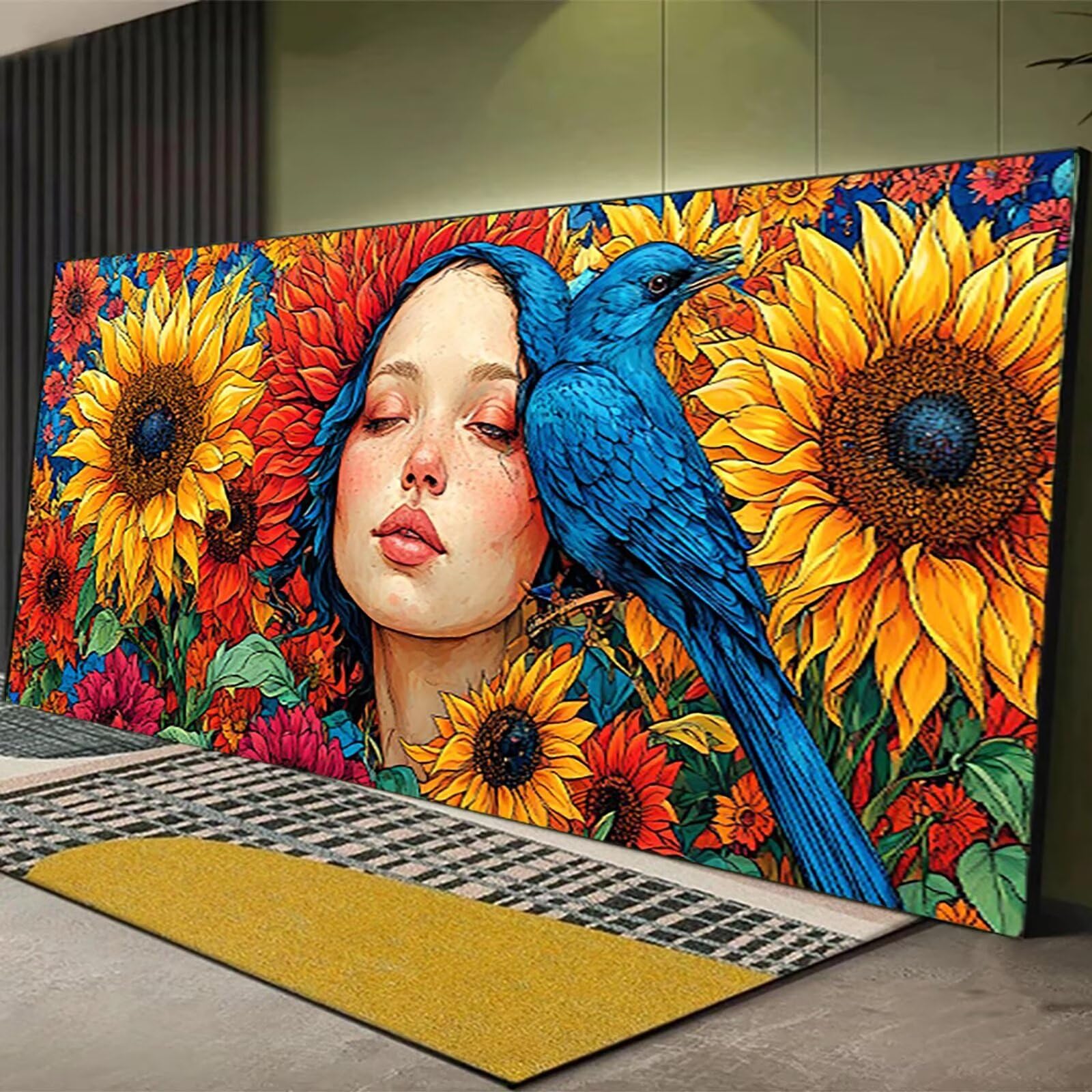 Malen nach Zahlen Kinder Sonnenblume, Malen Nach Zahlen Erwachsene, Geschenke für Mädchen Junge Bastelset, Malen nach Zahlen Vogel | Malen nach Zahlen Ohne Rahmen, (60x120cm) Bastelset Erwachsene L-P