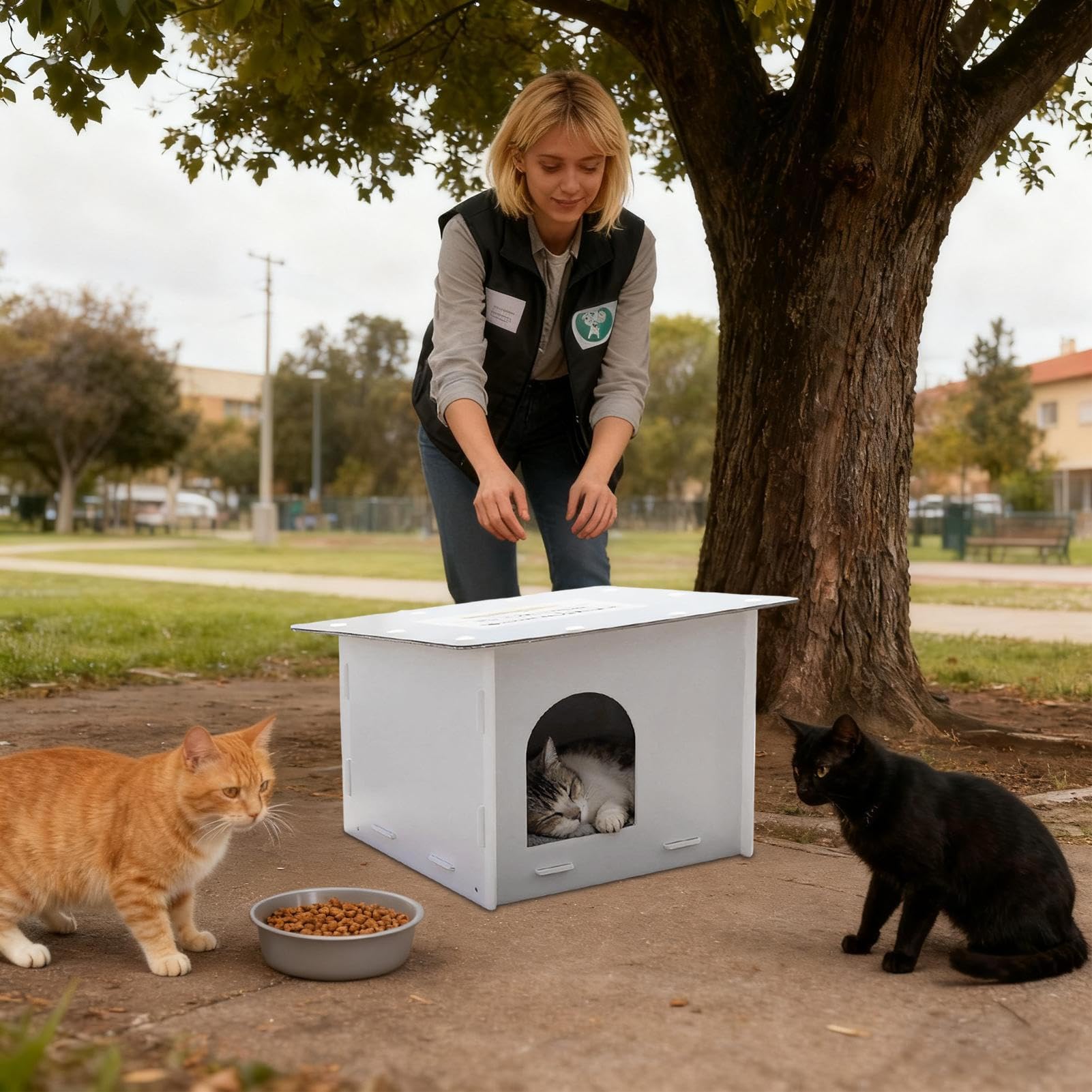 Casetta Per Gatti Da Esterno Antivento E Impermeabile Tana Per Cuccioli Di | Rifugio Caldo Per Animali Domestici Per Inverno Per Giardino Cortile Portico Prato E Giardino Posteriore