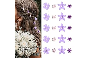YISSION Mini Purple Rhinestone Hair Accessories - Floral Hair Clips and Bridal...