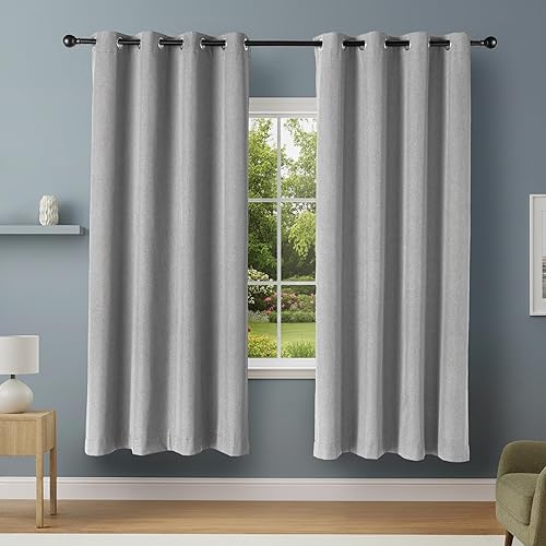 Tienda Basics Cortinas 100% opacas con ojales, 2 paneles, 52 x 84 pulgadas, gris oscuro