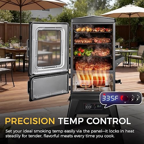 Miniatura 3 de Ahumador eléctrico con tapa, pantalla LED, sonda integrada para carne, ahumadores de barbacoa de gran capacidad, 4 estantes fuman más con 633 pies