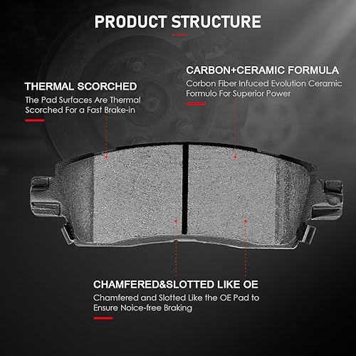 Miniatura 2 de cciyu Kits de pastillas de freno de cerámica delanteras y traseras D882 D883 2004-2005 para Buick Rainier, 2003-2005 para Chevrolet SSR, 2002-2005