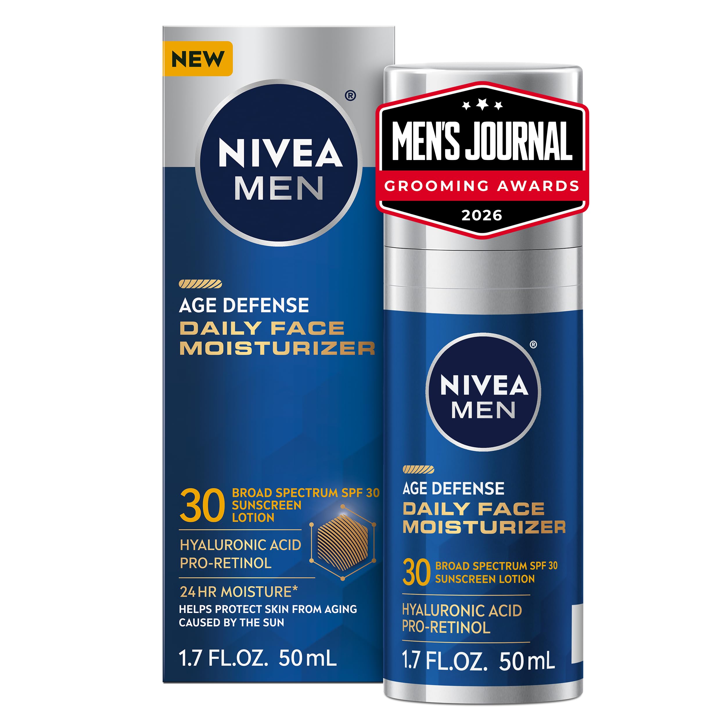 NIVEA MEN Age Defense Daily Face Moisturizer, SPF 30, 1.7 FL OZ