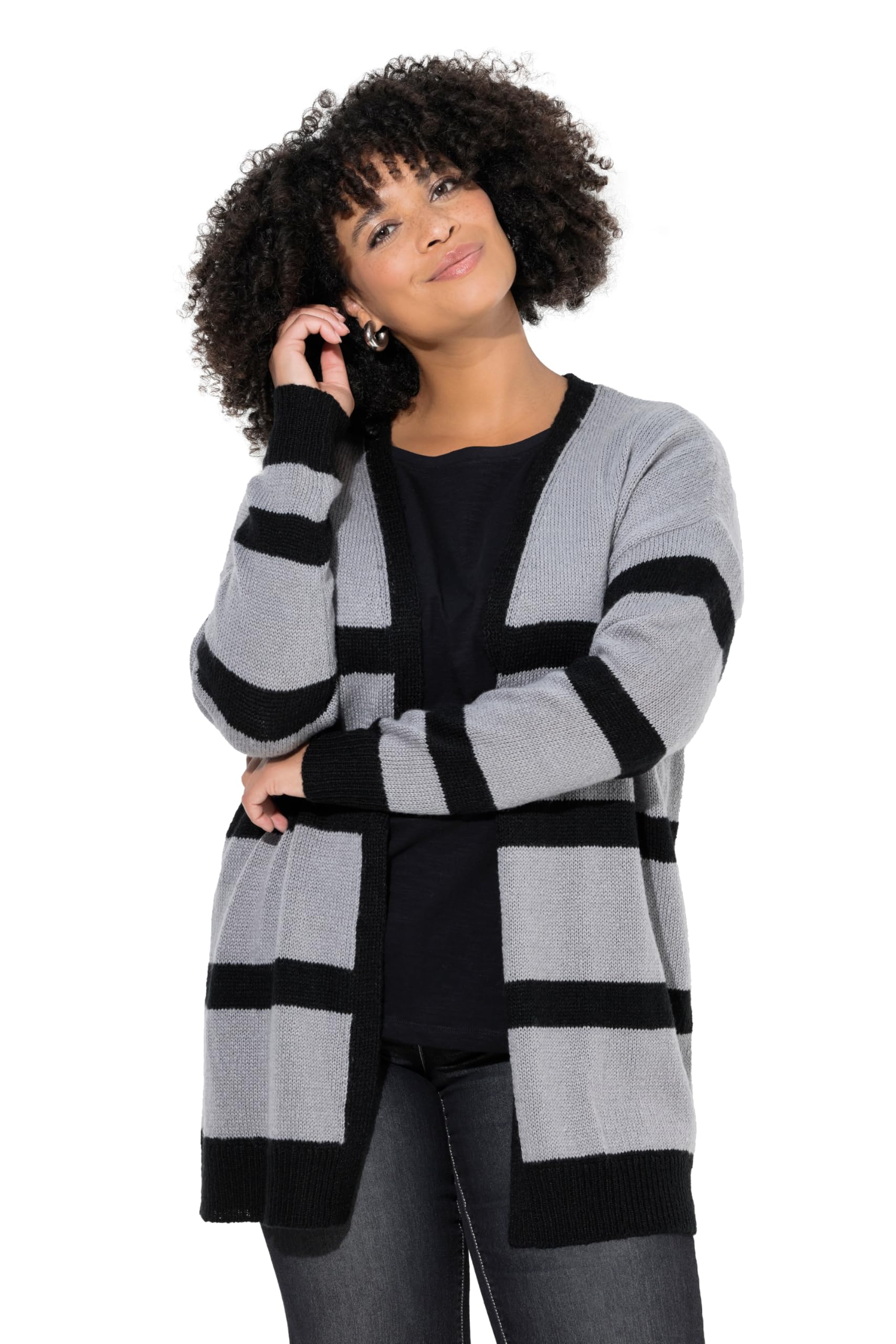 Angel of Style Damen große Größen Übergrößen Plus Size Strickjacke, Oversized, Ringel 845752