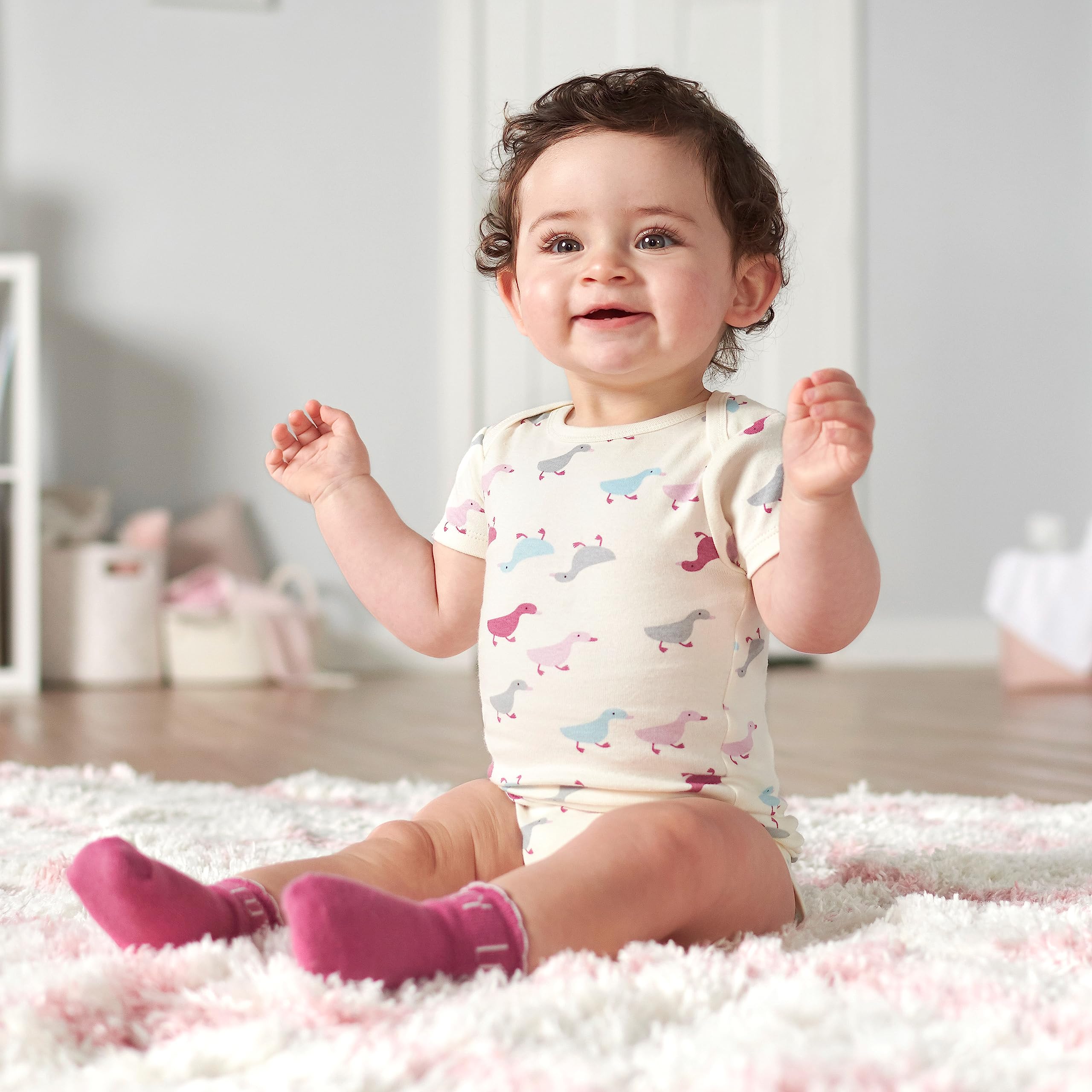 Grow by Gerber Baby-girls - Body de manga corta (5 unidades) - gris - 0-3 meses