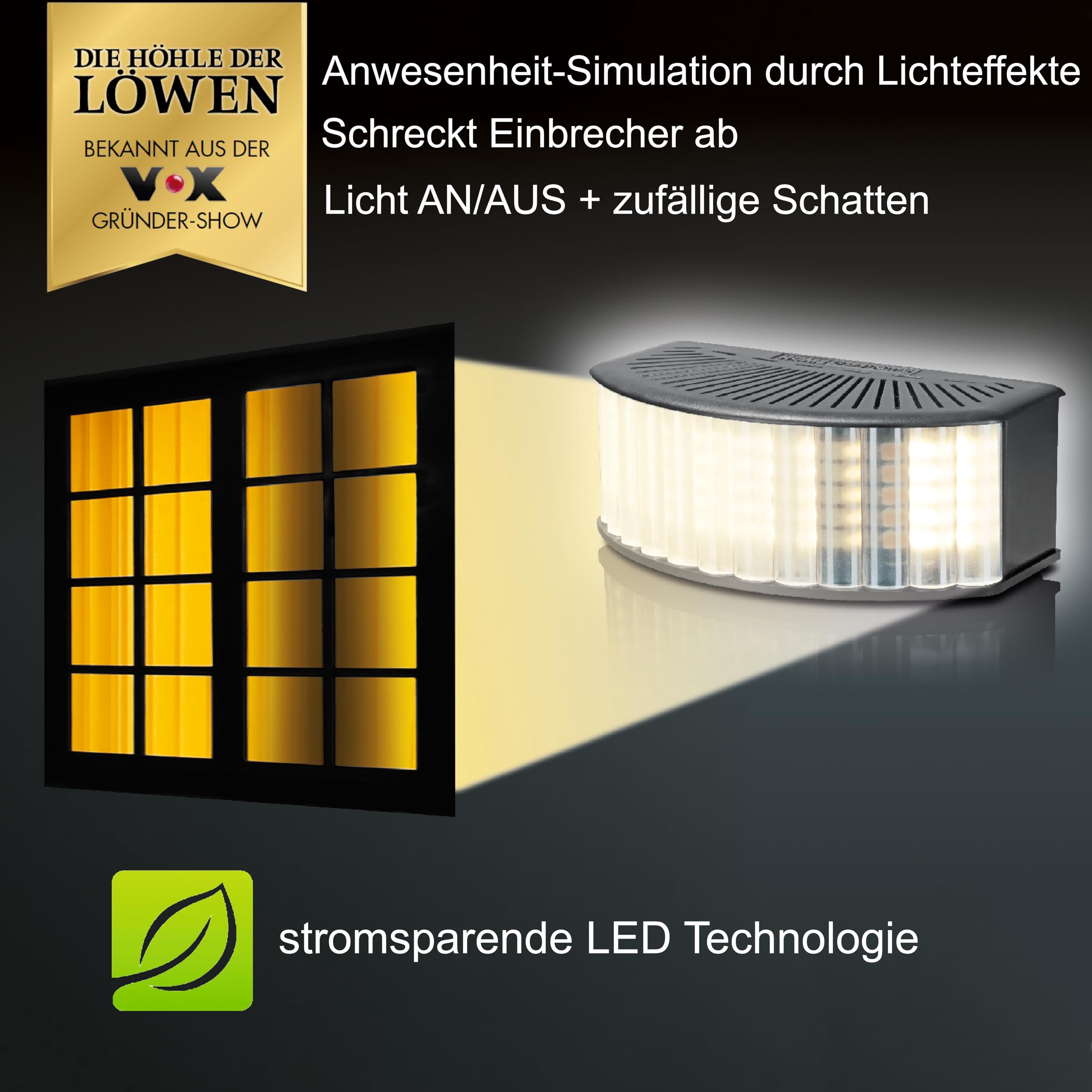 Home Shadows Anwesenheitssimulator HS2Pro - Einbrecher Abschreckung und Einbruchschutz durch Licht und Schatten, Schwarz + Digitale Zeitschaltuhr