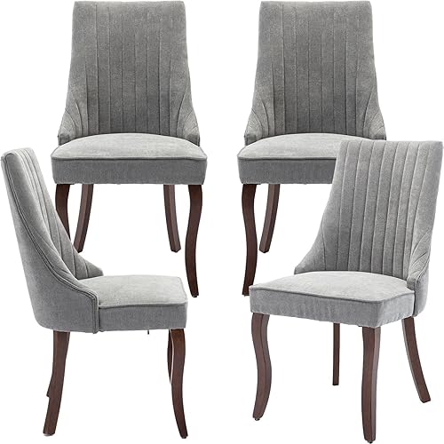 Miniatura 1 de Juego de 4 sillas de comedor modernas, sillas de cocina y comedor de mediados de siglo, sillas de cocina tapizadas de terciopelo con patas de