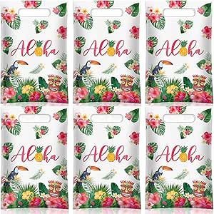 PerKoop 100 Pcs Hawaiian Gift Bags Aloha Summer Bags with