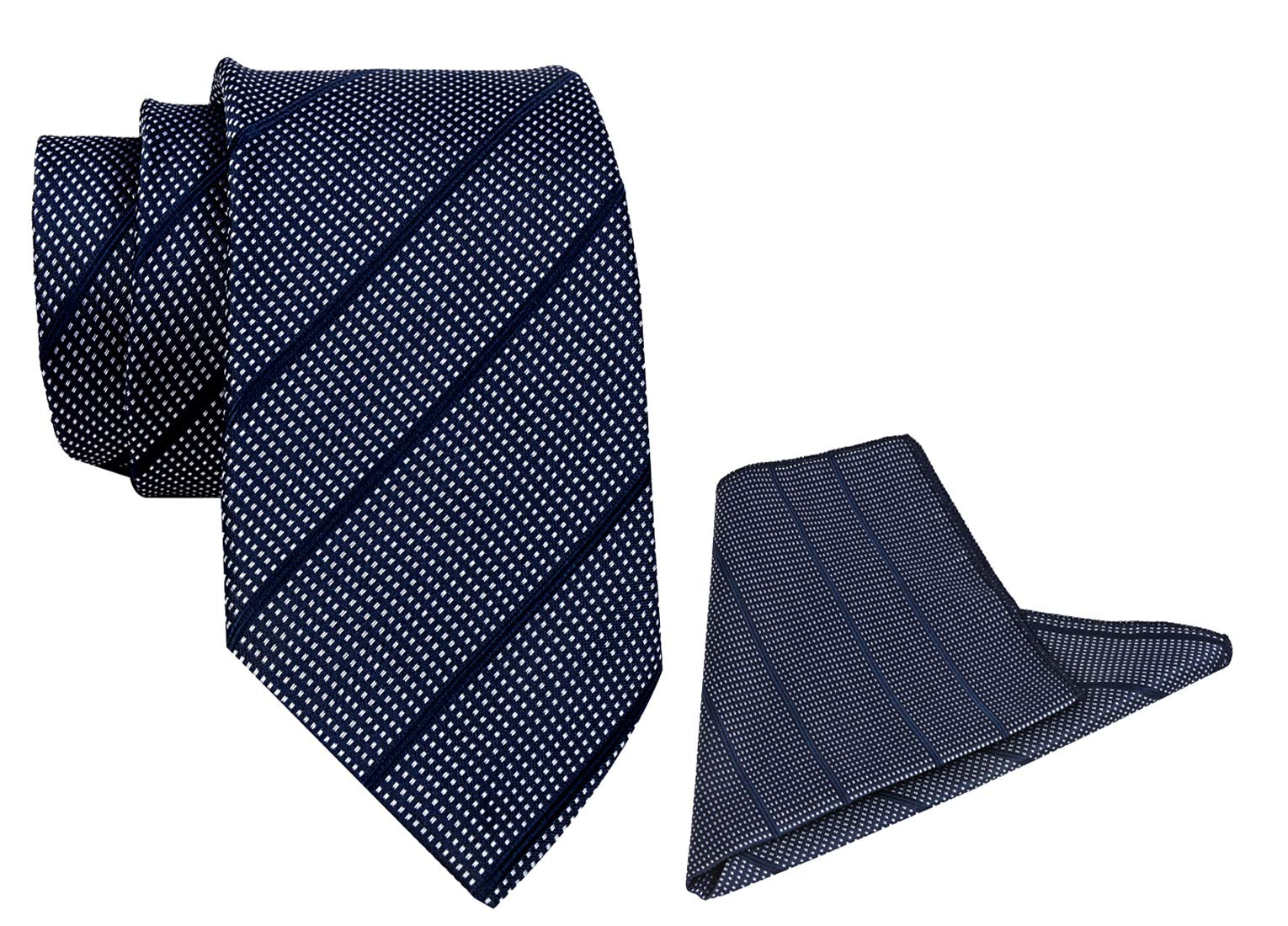 David Klein Italian Luxury Men's Solid Neck Tie, Pocket Square,  Set of 2.