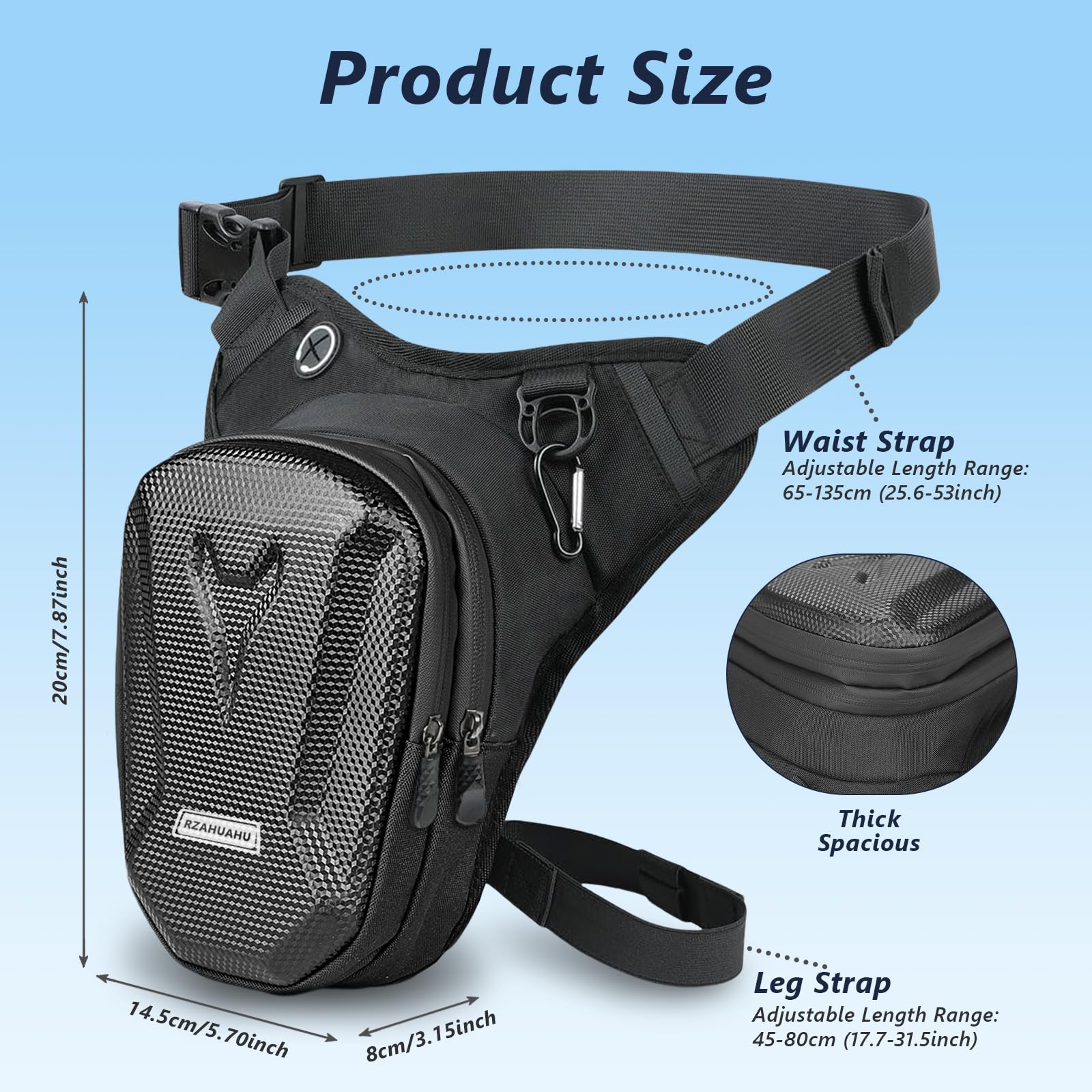 Flintronic Sacoche de Jambe Moto, Sac de Jambe Tactique, Leg Bag en Coque EVA, Multifontion Moto Poche Jambe, Imperméable, avec Sangle de Jambe Amovible, pour Cyclisme, Course, Randonnée
